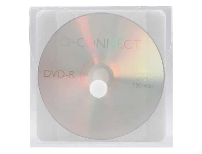 Q-connect Sobre para CD/DVD Polipropileno Transparente con Cierre Velcro Bolsa 5 Unidades