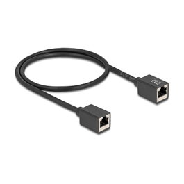 DeLOCK 90324 Cable de extensión de red Cat6a S/FTP RJ45 hembra a RJ45 hembra 0,5 m Negro