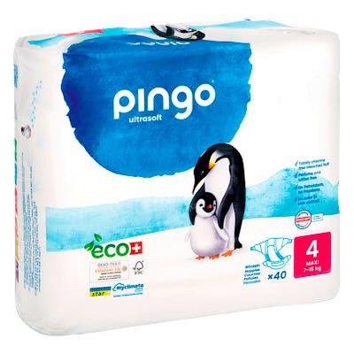 PINGO Pañales Talla 4 Bio 7-18 kg, 40 Unidades