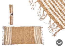 Giftdecor Alfombra Natural Rayas Blanca 70 x 140 cm (Set de 8)