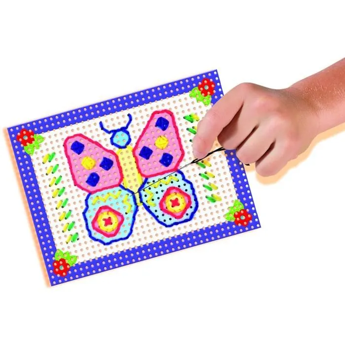 Ses Creative Aprendo a Bordar Kit - Gato, Mariposa, Caballo y Perro - Tarjetas Preimpresas y Perforadas - Niños y Niñas +3 Años