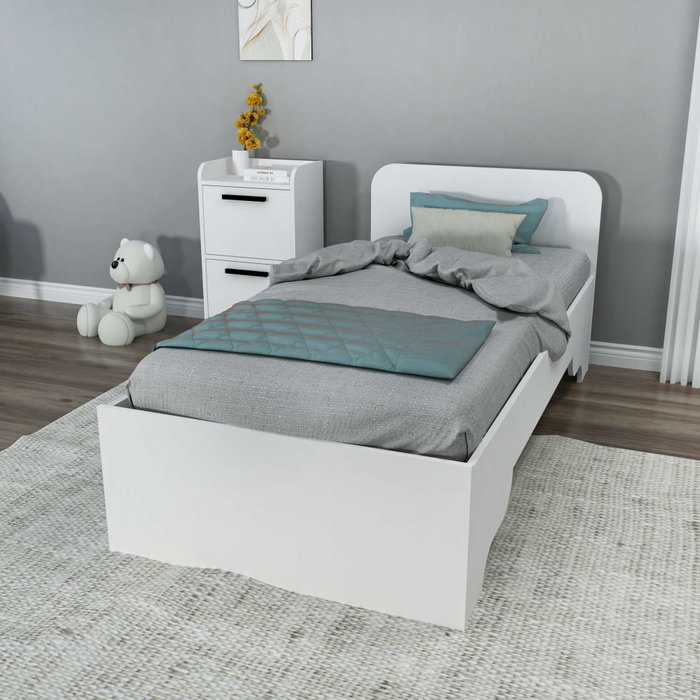 Hanah Home Somier Individual Blanco, Mueble de Dormitorio Elegante y Duradero, 94.4x193.6x80 cm Hanah Home Somier Individual Blanco, Mueble de Dormitorio Elegante y Duradero, 94.4x193.6x80 cm