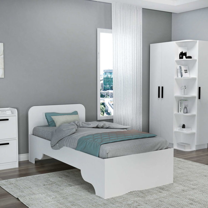 Hanah Home Somier Individual Blanco, Mueble de Dormitorio Elegante y Duradero, 94.4x193.6x80 cm Hanah Home Somier Individual Blanco, Mueble de Dormitorio Elegante y Duradero, 94.4x193.6x80 cm