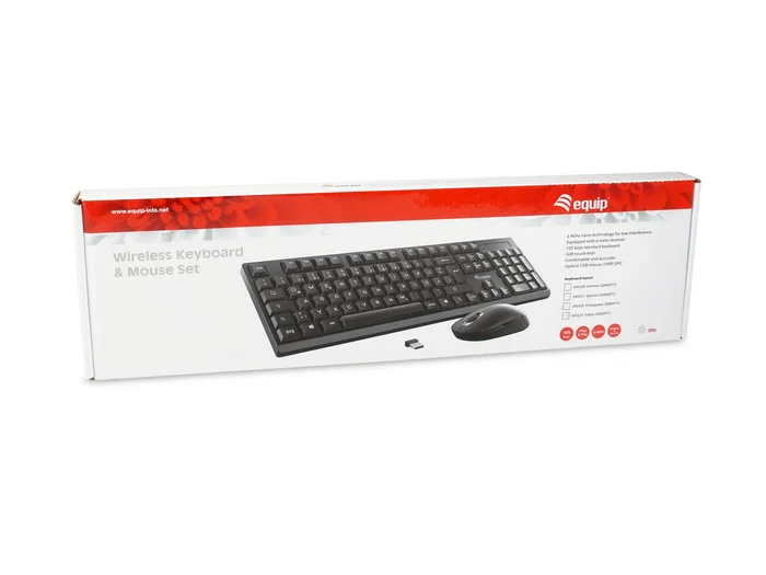 Equip 245222 Kit de Teclado y Ratón Inalámbrico QWERTY Portugués Negro