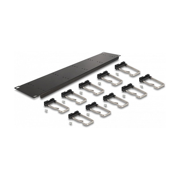 DeLOCK Panel de gestión de cables de 19″ con 10 ganchos metálicos 2U negro DeLOCK Panel de gestión de cables de 19″ con 10 ganchos metálicos 2U negro
