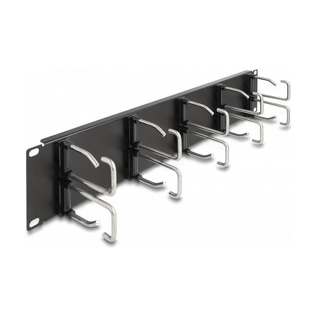 DeLOCK Panel de gestión de cables de 19″ con 10 ganchos metálicos 2U negro DeLOCK Panel de gestión de cables de 19″ con 10 ganchos metálicos 2U negro