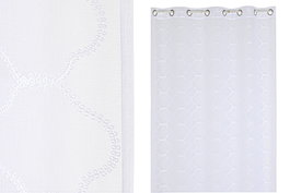 DKD Home Decor Cortina de Poliéster Bordada con Anillas Blanco 140x260 cm