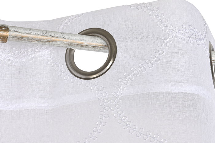 DKD Home Decor Cortina de Poliéster Bordada con Anillas Blanco 140x260 cm