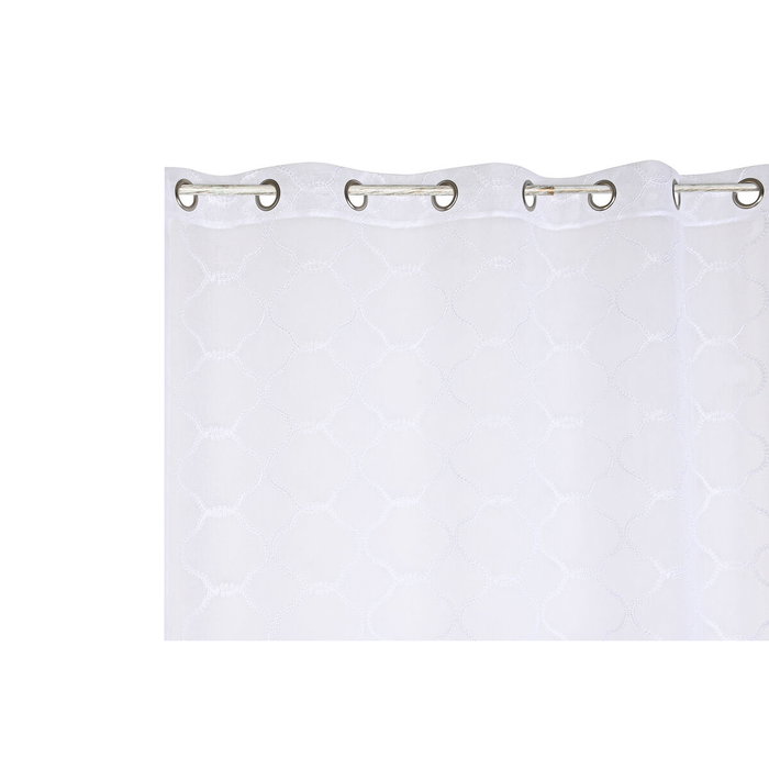 DKD Home Decor Cortina de Poliéster Bordada con Anillas Blanco 140x260 cm