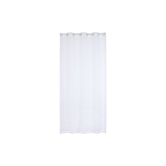 DKD Home Decor Cortina de Poliéster Bordada con Anillas Blanco 140x260 cm