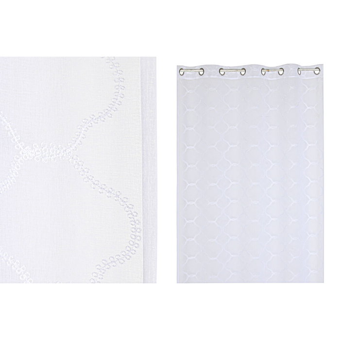 DKD Home Decor Cortina de Poliéster Bordada con Anillas Blanco 140x260 cm