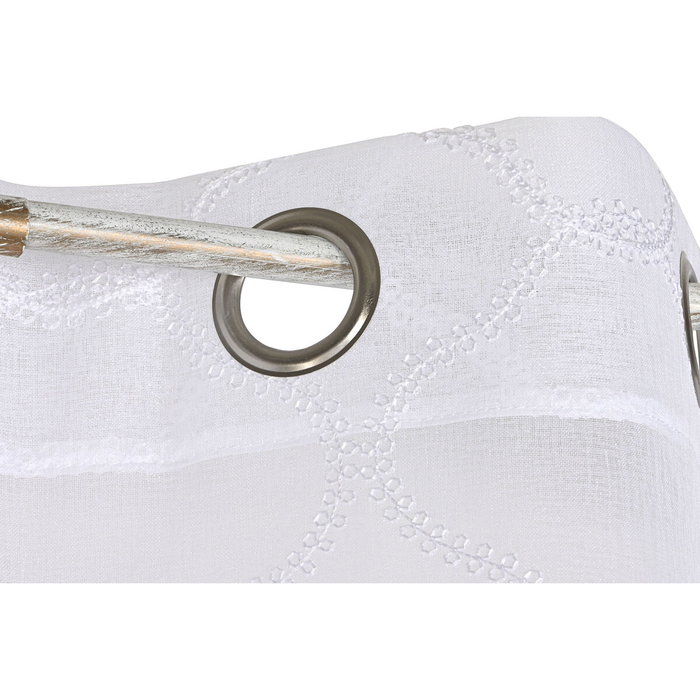 DKD Home Decor Cortina de Poliéster Bordada con Anillas Blanco 140x260 cm