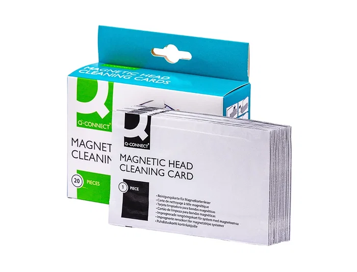 Q-connect Tarjeta Limpiadora de Banda Magnética, Caja de 20 Unidades, Para Lectores de Tarjetas