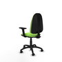 Silla de oficina Algarra con mecanismo Contacto permanente básico tapizada con Tela color Pistacho. Equipada con Base poliamida negra, Brazos 2D y Ruedas de parqué