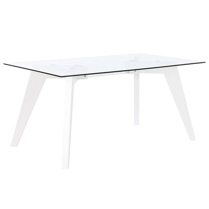 DKD Home Decor Mesa de Comedor de Cristal Templado Blanco y MDF DKD Home Decor Mesa de Comedor de Cristal Templado Blanco y MDF