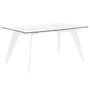 DKD Home Decor Mesa de Comedor de Cristal Templado Blanco y MDF