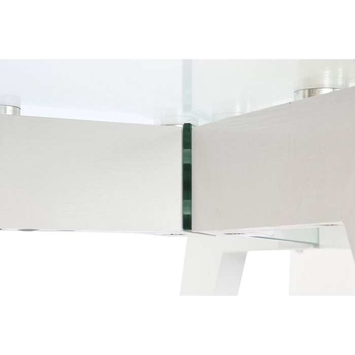 DKD Home Decor Mesa de Comedor de Cristal Templado Blanco y MDF DKD Home Decor Mesa de Comedor de Cristal Templado Blanco y MDF
