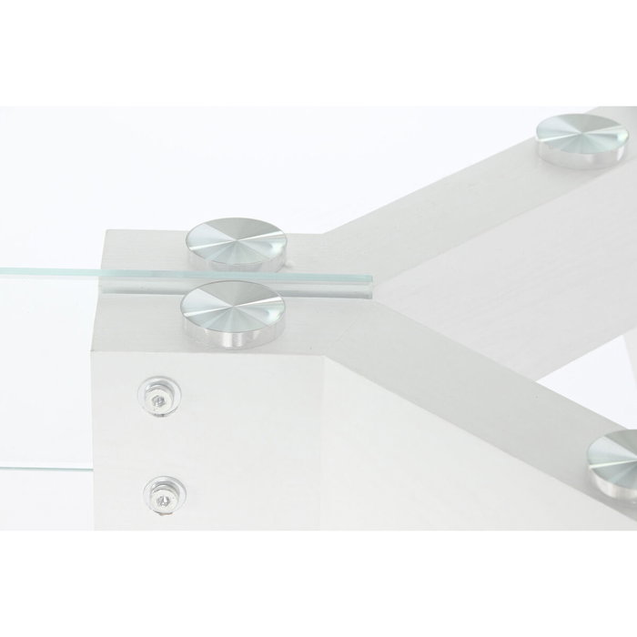 DKD Home Decor Mesa de Comedor de Cristal Templado Blanco y MDF DKD Home Decor Mesa de Comedor de Cristal Templado Blanco y MDF
