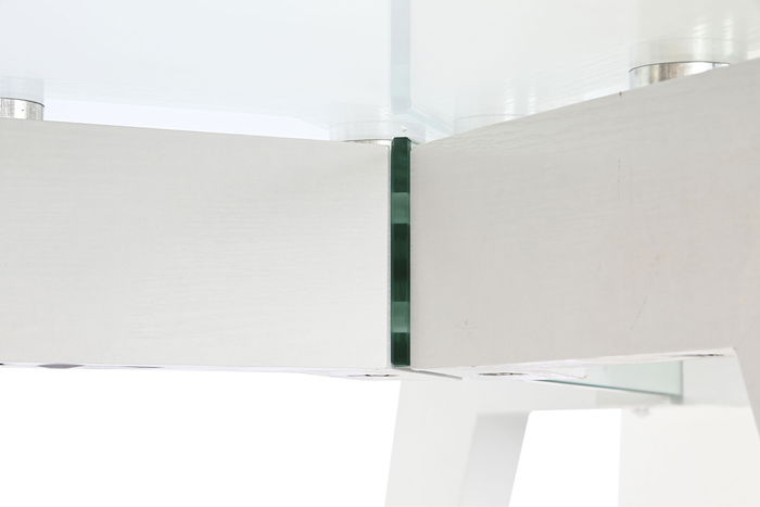 DKD Home Decor Mesa Comedor Moderno Blanco Transparente Cristal y MDF 160x90x75 cm