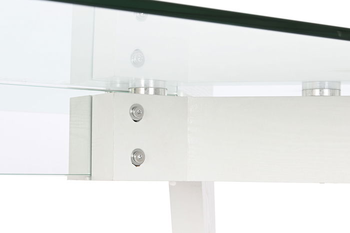 DKD Home Decor Mesa Comedor Moderno Blanco Transparente Cristal y MDF 160x90x75 cm