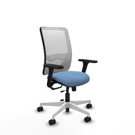 PIQUERAS Y CRESPO Silla de oficina Zulema con mecanismo Sincro/Traslack, Azul cielo y Blanco