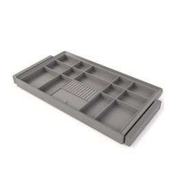 Emuca Kit de cajón organizador y bastidor regulable Quartz para armarios, guías de cierre suave y extracción total, Módulo 90cm, Acabado Titanio