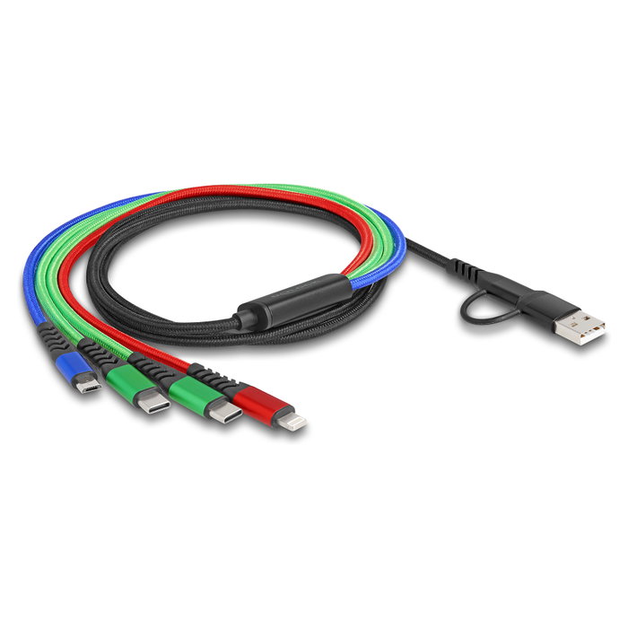 DeLOCK Cable de carga 4 en 1 USB Tipo-A + USB-C a Lightning / Micro USB / 2 x USB Tipo-C 1,20 m DeLOCK Cable de carga 4 en 1 USB Tipo-A + USB-C a Lightning / Micro USB / 2 x USB Tipo-C 1,20 m