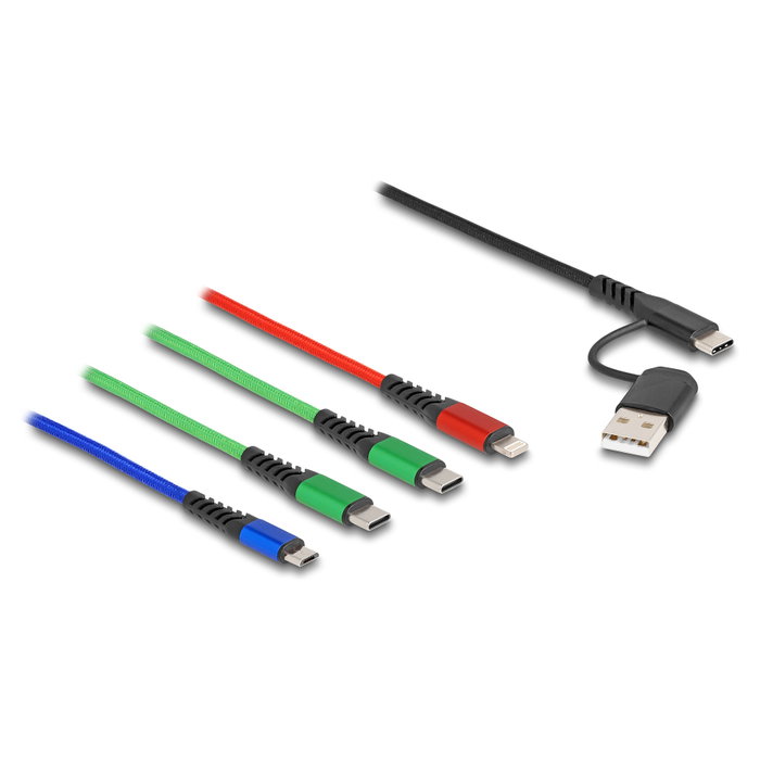 DeLOCK Cable de carga 4 en 1 USB Tipo-A + USB-C a Lightning / Micro USB / 2 x USB Tipo-C 1,20 m DeLOCK Cable de carga 4 en 1 USB Tipo-A + USB-C a Lightning / Micro USB / 2 x USB Tipo-C 1,20 m