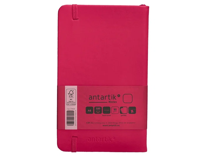 Antartik Cuaderno A6 Tapa Dura Hojas Lisas Burdeos 100 Hojas 80gr FSC