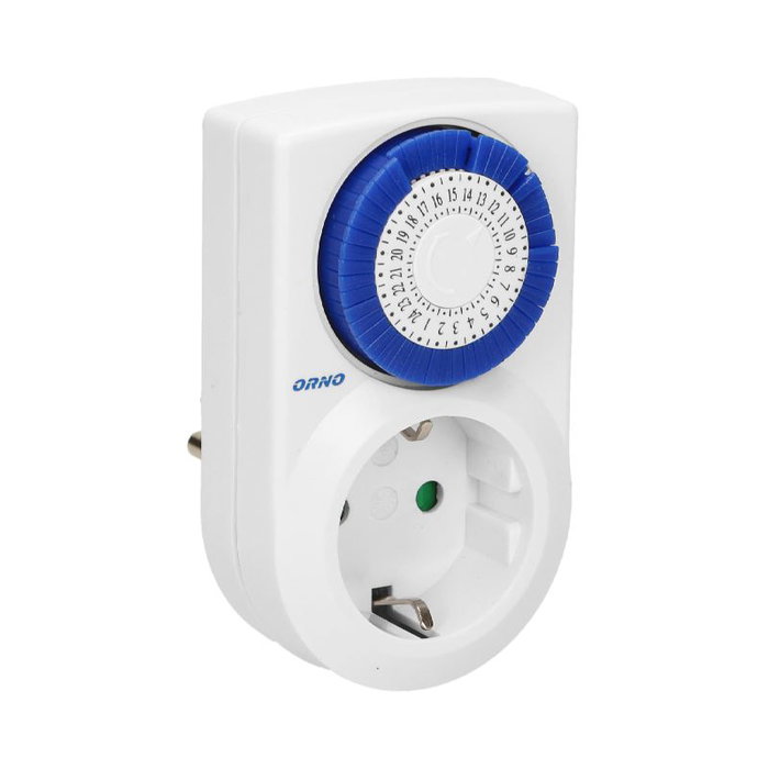 ORNO Enchufe Temporizador Mecánico 24h Schuko 1 Toma, Modelo ORPRE427 (GS)