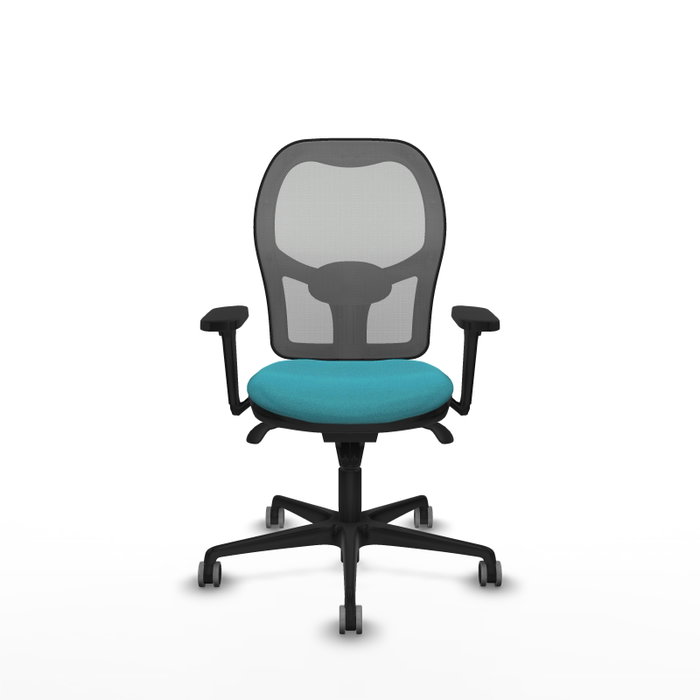 PIQUERAS Y CRESPO Silla de oficina Jorquera con mecanismo Sincro, brazos 3D, tela Turquesa y malla Gris PIQUERAS Y CRESPO Silla de oficina Jorquera con mecanismo Sincro, brazos 3D, tela Turquesa y malla Gris