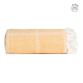 Colcha Cuadros Mostaza Algodón 200 X 260 cm