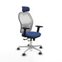 PIQUERAS Y CRESPO Silla de oficina Jorquera con mecanismo Sincro/Traslack Azul marino y Blanco