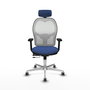 PIQUERAS Y CRESPO Silla de oficina Jorquera con mecanismo Sincro/Traslack Azul marino y Blanco