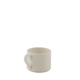 Summa Taza Apilable Modern 18 cl Acabado Café - Vitro Porcelana, 7 cm de Diámetro, 6 cm de Alto, Color Marfil (Set de 6)