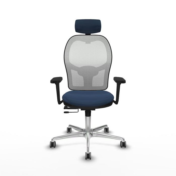 PIQUERAS Y CRESPO Silla de oficina Jorquera con mecanismo Sincro/Traslack Azul marino y Blanco PIQUERAS Y CRESPO Silla de oficina Jorquera con mecanismo Sincro/Traslack Azul marino y Blanco