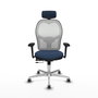 PIQUERAS Y CRESPO Silla de oficina Jorquera con mecanismo Sincro/Traslack Azul marino y Blanco