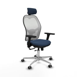 PIQUERAS Y CRESPO Silla de oficina Jorquera con mecanismo Sincro/Traslack Azul marino y Blanco