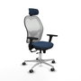 PIQUERAS Y CRESPO Silla de oficina Jorquera con mecanismo Sincro/Traslack Azul marino y Blanco