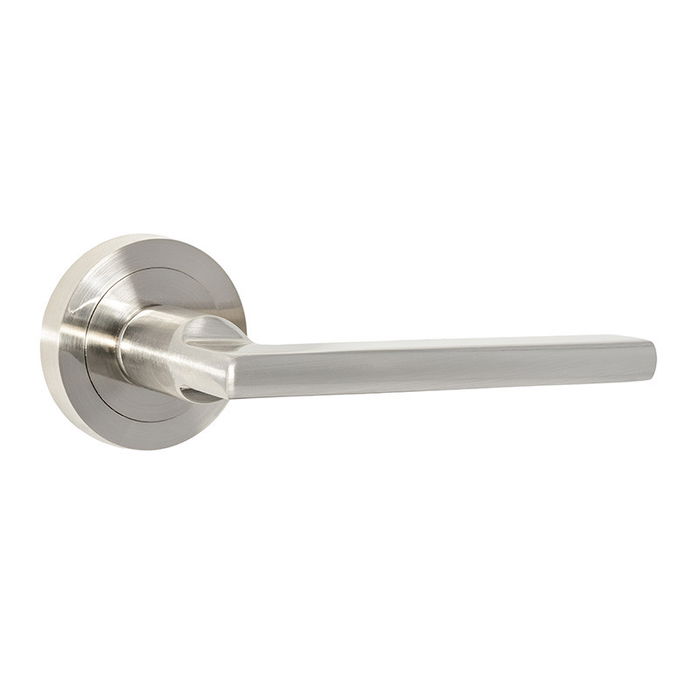 HERRAJES ALK Manivela con Roseta Redonda Ø50 Negro Mate / Níquel Mate Aluminio para Puertas