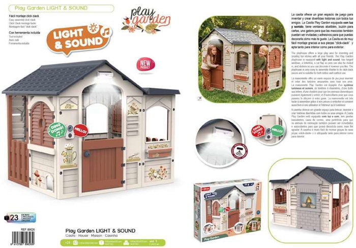 Chicos Casa Play Garden Casa de Juego Infantil con Luz y Sonido, Ventanas y Buzón de Cartas, Gatera para Mascotas, 122x103x104 cm