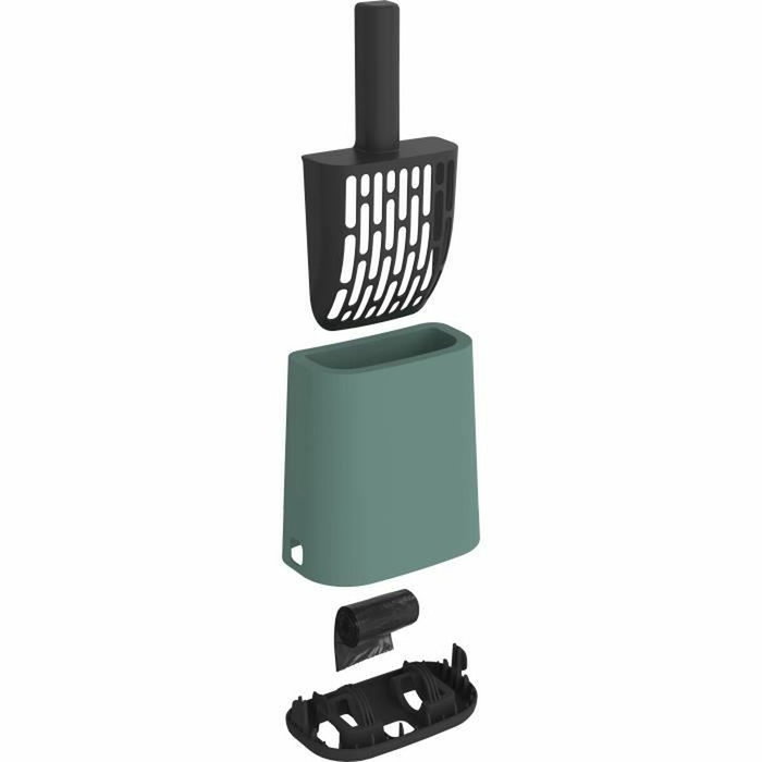 Rotho Mypet Pala sanitaria con soporte BIALA - Verde Muérdago (Set de 4)