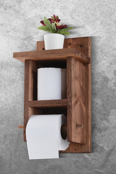 Aberto Design Soporte de Papel Higiénico de Madera con Estantería Práctica para Baño