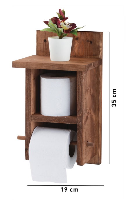 Aberto Design Soporte de Papel Higiénico de Madera con Estantería Práctica para Baño