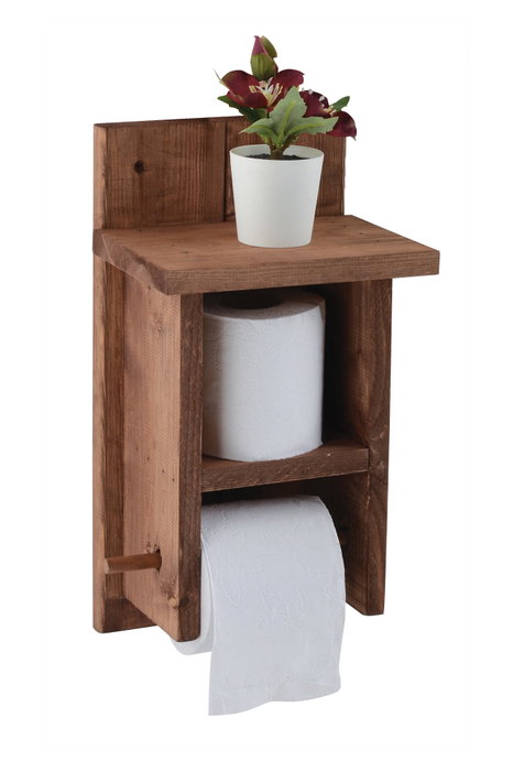Aberto Design Soporte de Papel Higiénico de Madera con Estantería Práctica para Baño