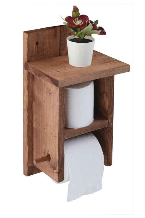 Aberto Design Soporte de Papel Higiénico de Madera con Estantería Práctica para Baño