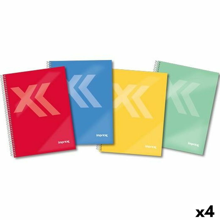 IMPREX Imprex Cuaderno Espiral Tapa Forrada Folio 80H 90gr 4x4 Colores Surtidos (Set de 4)