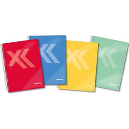 Imprex Cuaderno Espiral Tapa Forrada Folio 80H 90g 4x4 Colores Surtidos (Set de 4) (Set de 4)