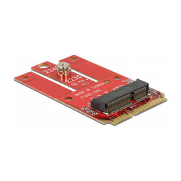 DeLOCK Adapter 63909 Mini PCIe a M.2 Key E Slot - Tarjeta de Expansión Interna Full-Size Roja, 30 mm x 54 mm, Compatible con Windows