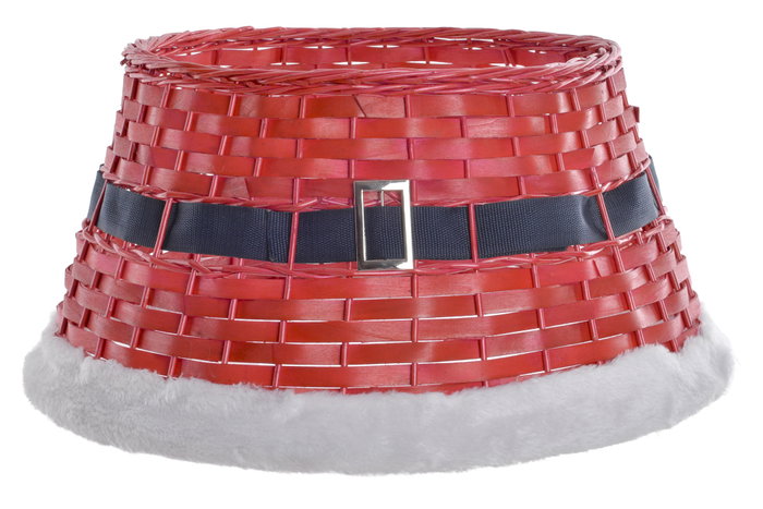 DKD Home Decor Base de Árbol de Mimbre y Madera Papá Noel Rojo